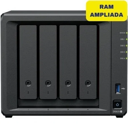 Synology DiskStation DS925+/16G NAS 4 Bahías 3.5"-2.5" Torre con 16GB DDR4, 2 Puertos 2.5GbE, 2 Ranuras M.2 NVMe, Ampliable a 180TB con DX525 Synology DiskStation DS925+/16G NAS 4 Bahías 3.5"-2.5" Torre con 16GB DDR4, 2 Puertos 2.5GbE, 2 Ranuras M.2 NVMe, Ampliable a 180TB con DX525